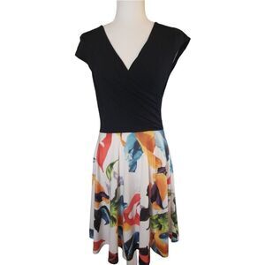 Laksmi Dress Cap Sleeve fit and Flare with Multicolors Size Medium